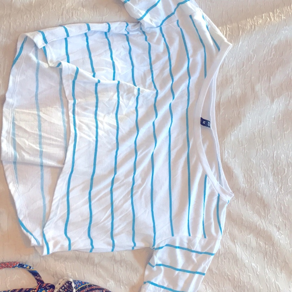 Blue and white striped crop top